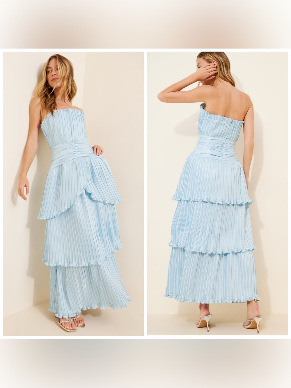 Elliatt Wilda Maxi Dress Pleated‎ Blue Large